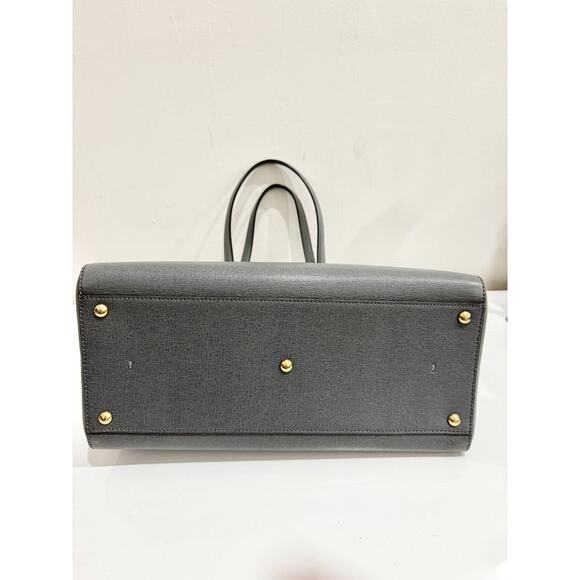 Fendi 2Jours Gray Textured Leather Double Shoulder Top Handle Handbag - Picture 6 of 12